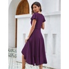 image:imageHomRain V Neck Formal Wedding Guest Dresses for Women Ruffle Sleeves for Cocktail Graduation Modest DressGrape