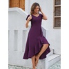 image:imageHomRain V Neck Formal Wedding Guest Dresses for Women Ruffle Sleeves for Cocktail Graduation Modest DressGrape