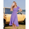 image:imageHomRain V Neck Formal Wedding Guest Dresses for Women Ruffle Sleeves for Cocktail Graduation Modest DressLavender