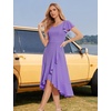 image:imageHomRain V Neck Formal Wedding Guest Dresses for Women Ruffle Sleeves for Cocktail Graduation Modest DressLavender
