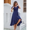 image:imageHomRain V Neck Formal Wedding Guest Dresses for Women Ruffle Sleeves for Cocktail Graduation Modest DressNavy