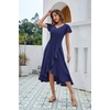 image:imageHomRain V Neck Formal Wedding Guest Dresses for Women Ruffle Sleeves for Cocktail Graduation Modest DressNavy