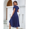 image:imageHomRain V Neck Formal Wedding Guest Dresses for Women Ruffle Sleeves for Cocktail Graduation Modest DressNavy