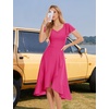image:imageHomRain V Neck Formal Wedding Guest Dresses for Women Ruffle Sleeves for Cocktail Graduation Modest DressRose