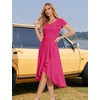 image:imageHomRain V Neck Formal Wedding Guest Dresses for Women Ruffle Sleeves for Cocktail Graduation Modest DressRose