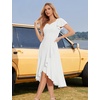 image:imageHomRain V Neck Formal Wedding Guest Dresses for Women Ruffle Sleeves for Cocktail Graduation Modest DressWhite