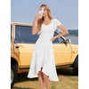 image:imageHomRain V Neck Formal Wedding Guest Dresses for Women Ruffle Sleeves for Cocktail Graduation Modest DressWhite