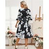 image:imageHomRain Womens Church Dresses Modest Bell Sleeve Wedding Guest Cocktail Tea Party Vintage Evening DressBlack Blue White Flower