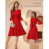 image:imageHomRain Womens Church Dresses Modest Bell Sleeve Wedding Guest Cocktail Tea Party Vintage Evening DressGlitterred