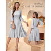 image:imageHomRain Womens Church Dresses Modest Bell Sleeve Wedding Guest Cocktail Tea Party Vintage Evening DressGlittersilver