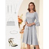 image:imageHomRain Womens Church Dresses Modest Bell Sleeve Wedding Guest Cocktail Tea Party Vintage Evening DressGlittersilver