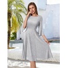 image:imageHomRain Womens Church Dresses Modest Bell Sleeve Wedding Guest Cocktail Tea Party Vintage Evening DressGlittersilver