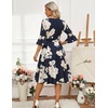 image:imageHomRain Womens Church Dresses Modest Bell Sleeve Wedding Guest Cocktail Tea Party Vintage Evening DressNavy Yellow White Flower
