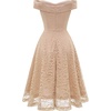 image:imageHomRain Womens Elegant Floral Lace Dress Off The Shoulder High Low Hem Dresses for Wedding for Cocktail for PartyShortchampagne