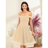 image:imageHomRain Womens Elegant Floral Lace Dress Off The Shoulder High Low Hem Dresses for Wedding for Cocktail for PartyShortchampagne