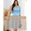 image:imageHomRain Womens Fit and Flare Midi Dress34 Sleeve Modest Church Dress Classy Causal Work Dresses with PocketsBlue