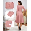 image:imageHomRain Womens Fit and Flare Midi Dress34 Sleeve Modest Church Dress Classy Causal Work Dresses with PocketsBlush
