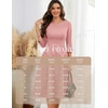 image:imageHomRain Womens Fit and Flare Midi Dress34 Sleeve Modest Church Dress Classy Causal Work Dresses with PocketsBlush