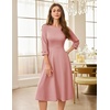 image:imageHomRain Womens Fit and Flare Midi Dress34 Sleeve Modest Church Dress Classy Causal Work Dresses with PocketsBlush
