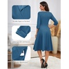 image:imageHomRain Womens Fit and Flare Midi Dress34 Sleeve Modest Church Dress Classy Causal Work Dresses with PocketsGreyblue