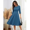 image:imageHomRain Womens Fit and Flare Midi Dress34 Sleeve Modest Church Dress Classy Causal Work Dresses with PocketsGreyblue