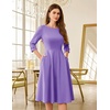 image:imageHomRain Womens Fit and Flare Midi Dress34 Sleeve Modest Church Dress Classy Causal Work Dresses with PocketsLavender