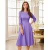 image:imageHomRain Womens Fit and Flare Midi Dress34 Sleeve Modest Church Dress Classy Causal Work Dresses with PocketsLavender