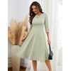 image:imageHomRain Womens Fit and Flare Midi Dress34 Sleeve Modest Church Dress Classy Causal Work Dresses with PocketsLight Green