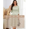 image:imageHomRain Womens Fit and Flare Midi Dress34 Sleeve Modest Church Dress Classy Causal Work Dresses with PocketsLight Green