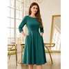 image:imageHomRain Womens Fit and Flare Midi Dress34 Sleeve Modest Church Dress Classy Causal Work Dresses with PocketsPeacock