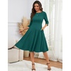 image:imageHomRain Womens Fit and Flare Midi Dress34 Sleeve Modest Church Dress Classy Causal Work Dresses with PocketsPeacock