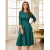 image:imageHomRain Womens Fit and Flare Midi Dress34 Sleeve Modest Church Dress Classy Causal Work Dresses with PocketsPeacock
