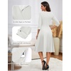 image:imageHomRain Womens Fit and Flare Midi Dress34 Sleeve Modest Church Dress Classy Causal Work Dresses with PocketsWhite