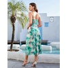 image:imageHomRain Womens Floral Spaghetti Strap Summer Maxi Dress for Wedding Guest Formal Party Brunch Vacation OutfitsGreen Floral