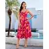 image:imageHomRain Womens Floral Spaghetti Strap Summer Maxi Dress for Wedding Guest Formal Party Brunch Vacation OutfitsRed Orange Floral
