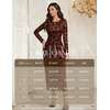 image:imageHomRain Womens Mesh Maxi Long Sleeve Floral Bodycon Dress Ruched Wedding Guest Cocktail Party DressesBrown