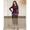 image:imageHomRain Womens Mesh Maxi Long Sleeve Floral Bodycon Dress Ruched Wedding Guest Cocktail Party DressesBurgundy