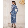 image:imageHomRain Womens Mesh Maxi Long Sleeve Floral Bodycon Dress Ruched Wedding Guest Cocktail Party DressesVgreyblue