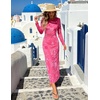 image:imageHomRain Womens Mesh Maxi Long Sleeve Floral Bodycon Dress Ruched Wedding Guest Cocktail Party DressesVrose