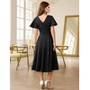 image:imageHomRain Womens Sequin Formal Dresses Wedding Guest Cocktail Party ALine Flare Sleeve GownsBlack