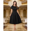 image:imageHomRain Womens Sequin Formal Dresses Wedding Guest Cocktail Party ALine Flare Sleeve GownsBlack