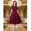 image:imageHomRain Womens Sequin Formal Dresses Wedding Guest Cocktail Party ALine Flare Sleeve GownsBurgundy