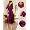 image:imageHomRain Womens Sequin Formal Dresses Wedding Guest Cocktail Party ALine Flare Sleeve GownsBurgundy