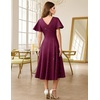 image:imageHomRain Womens Sequin Formal Dresses Wedding Guest Cocktail Party ALine Flare Sleeve GownsBurgundy