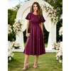 image:imageHomRain Womens Sequin Formal Dresses Wedding Guest Cocktail Party ALine Flare Sleeve GownsBurgundy