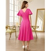 image:imageHomRain Womens Sequin Formal Dresses Wedding Guest Cocktail Party ALine Flare Sleeve GownsFuchsia