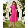 image:imageHomRain Womens Sequin Formal Dresses Wedding Guest Cocktail Party ALine Flare Sleeve GownsFuchsia