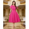 image:imageHomRain Womens Sequin Formal Dresses Wedding Guest Cocktail Party ALine Flare Sleeve GownsFuchsia