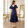 image:imageHomRain Womens Sequin Formal Dresses Wedding Guest Cocktail Party ALine Flare Sleeve GownsNavy