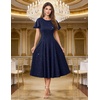 image:imageHomRain Womens Sequin Formal Dresses Wedding Guest Cocktail Party ALine Flare Sleeve GownsNavy